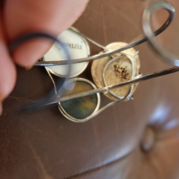 Melissa Joy Manning OOAK sterling silver, tigers eye, agate & fossil cuff MJM - Picture 10 of 16